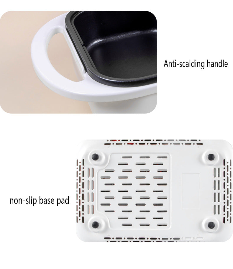2-in-1 Antihaft-Shabu-Topf und Grillplatte, Multikocher, Grill-Shabu-Shabu-Topf mit Grill, Steaks, Ramen und Nudeln, elektrischer Kochtopf
