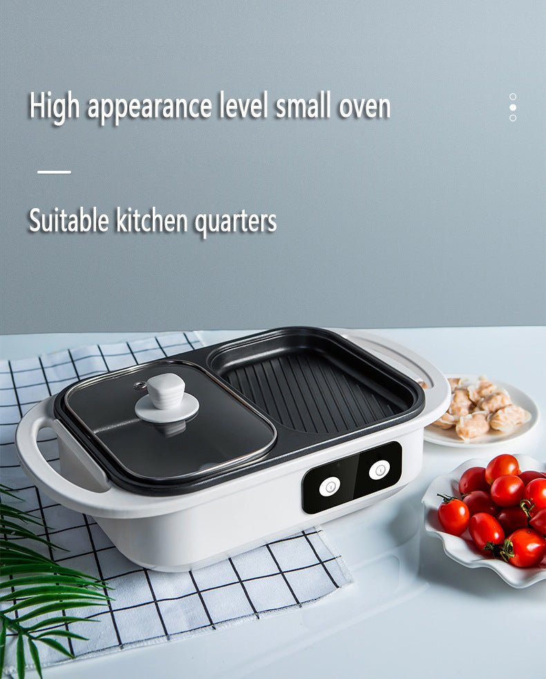 2-in-1 Antihaft-Shabu-Topf und Grillplatte, Multikocher, Grill-Shabu-Shabu-Topf mit Grill, Steaks, Ramen und Nudeln, elektrischer Kochtopf