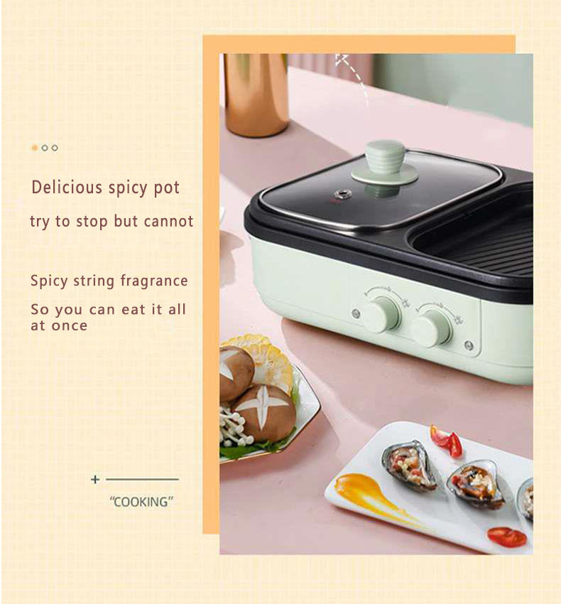 2-in-1 Antihaft-Shabu-Topf und Grillplatte, Multikocher, Grill-Shabu-Shabu-Topf mit Grill, Steaks, Ramen und Nudeln, elektrischer Kochtopf