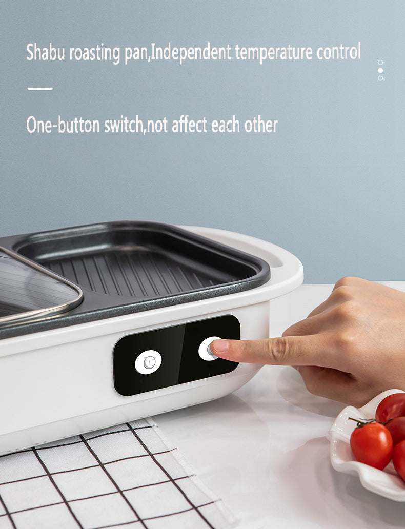 2-in-1 Antihaft-Shabu-Topf und Grillplatte, Multikocher, Grill-Shabu-Shabu-Topf mit Grill, Steaks, Ramen und Nudeln, elektrischer Kochtopf