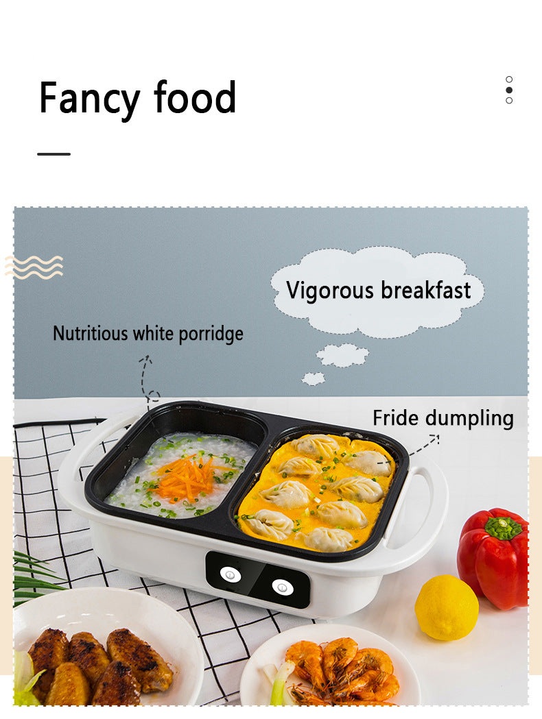 2-in-1 Antihaft-Shabu-Topf und Grillplatte, Multikocher, Grill-Shabu-Shabu-Topf mit Grill, Steaks, Ramen und Nudeln, elektrischer Kochtopf