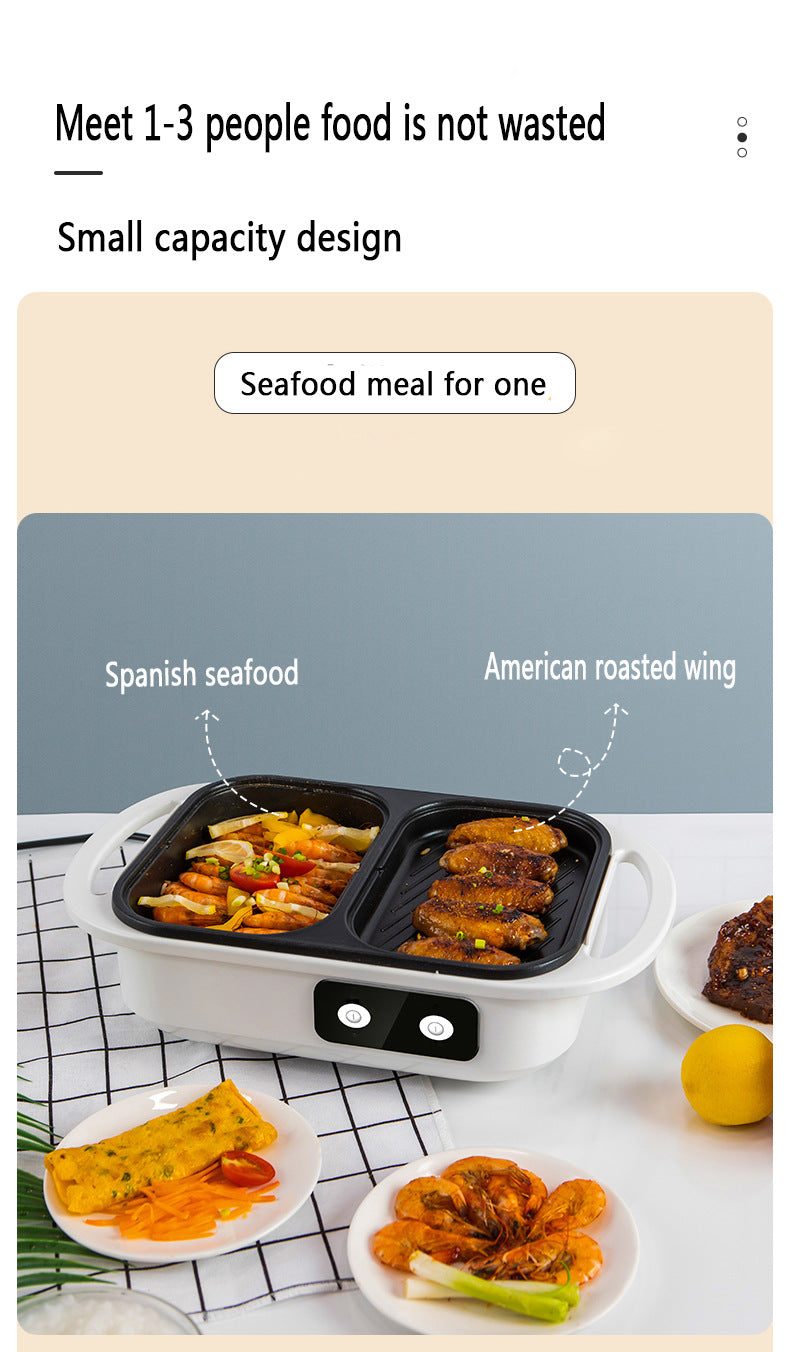 2-in-1 Antihaft-Shabu-Topf und Grillplatte, Multikocher, Grill-Shabu-Shabu-Topf mit Grill, Steaks, Ramen und Nudeln, elektrischer Kochtopf