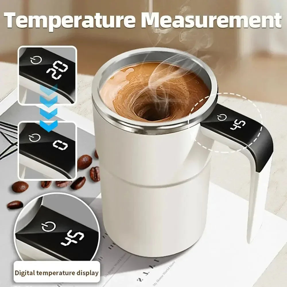Automatischer Rührbecher, tragbar, magnetisch, rotierender Becher, USB wiederaufladbar, Kaffee, elektrisches Rühren, Edelstahl, fauler Rührbecher