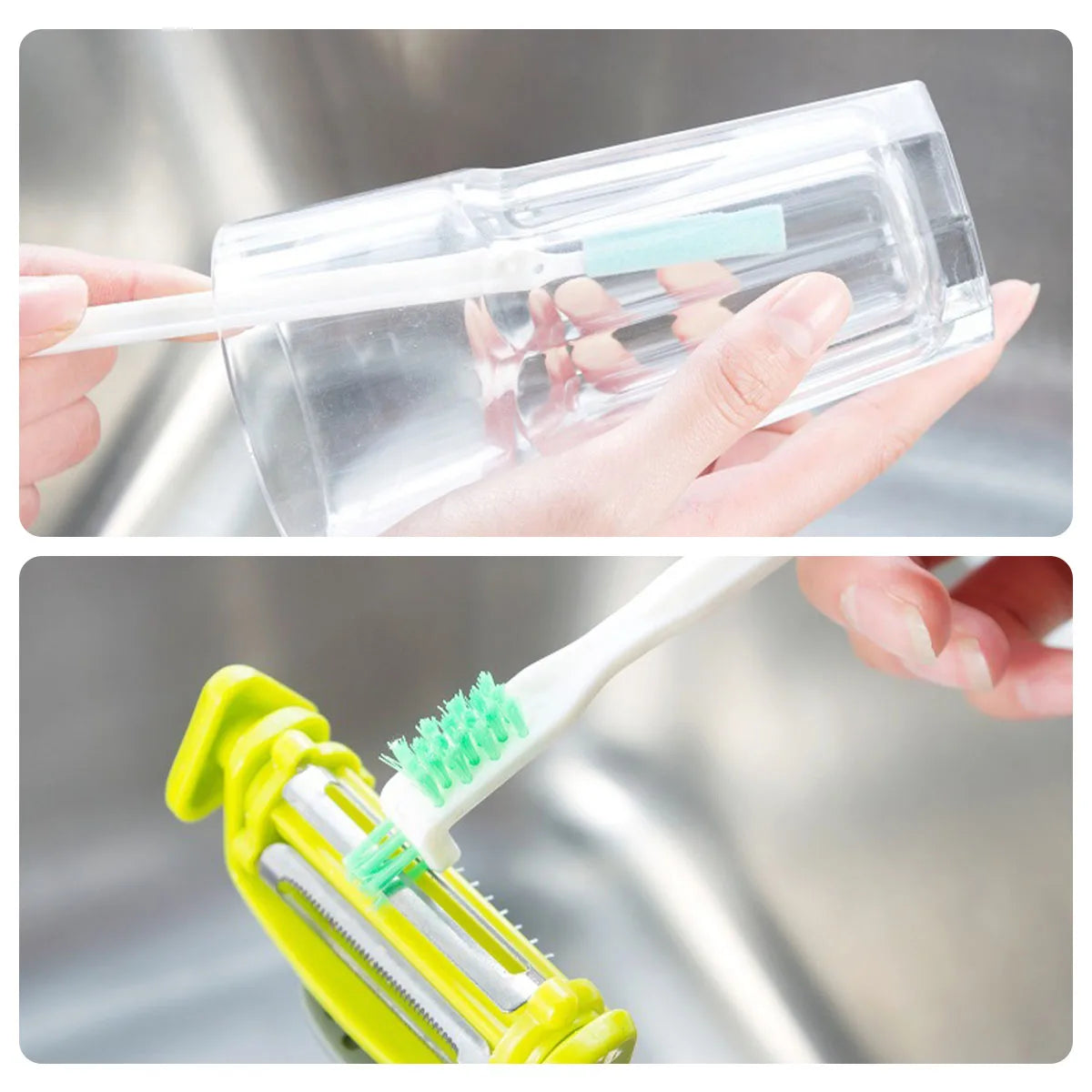 8-teilige Tasse, kleine Fugenreinigungsbürsten für Toilettenecke, winziges Fenster, Türschiene, Nut, Lückenreinigung, Scheuerbürsten-Set, stark