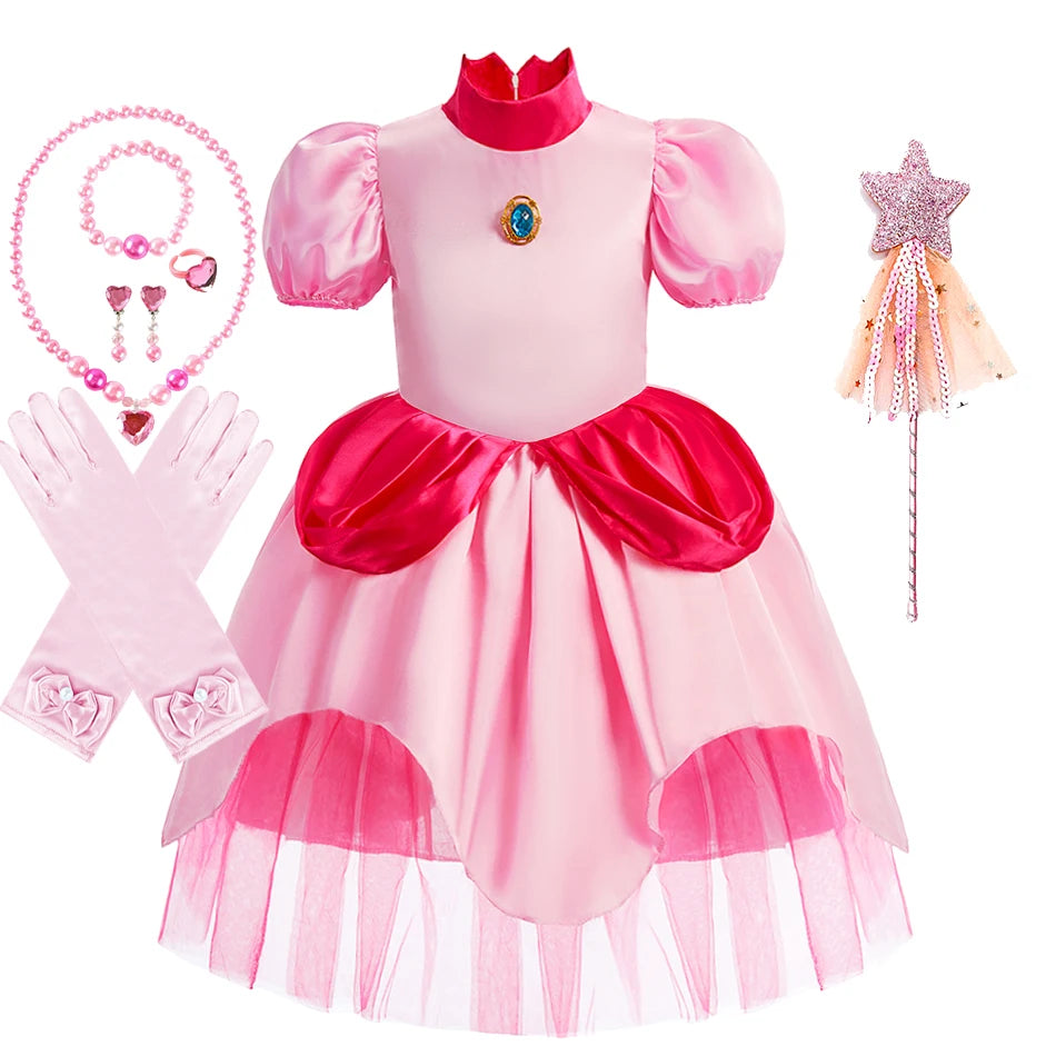 Kinder Halloween Kostüm Mädchen – Gothic Kleid mit Zöpfen & Zubehör | Wednesday Addams Stil | Hexe Cosplay für Party & Karneval
