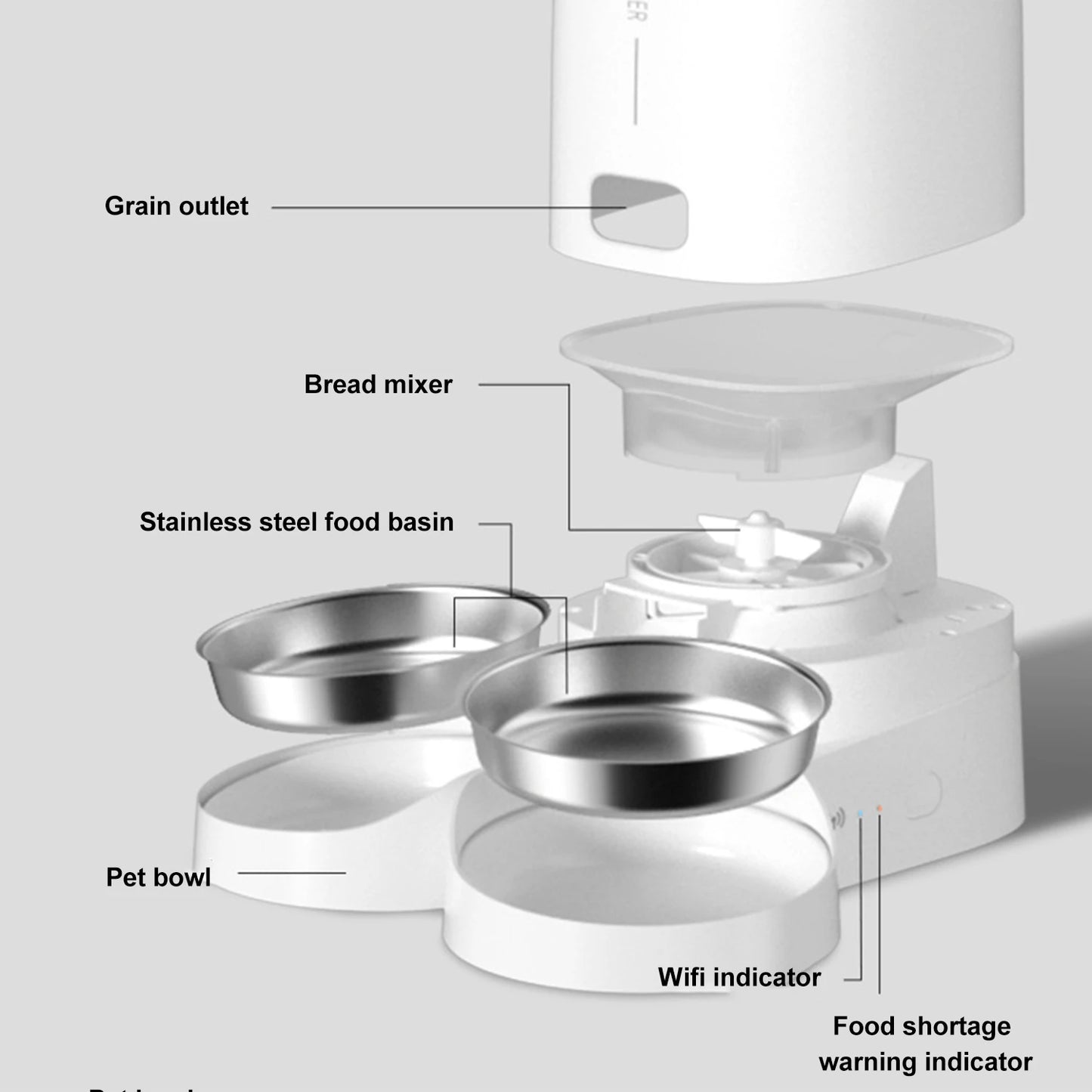 4L Double Bowl Pet Feeder WiFi Smart Timing Large Capacity Dry Food Feeder for Cats Dogs Remote Control Automatic Food Dispenser