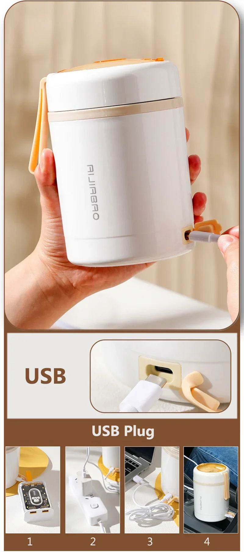 600ML USB Elektrische Heizung Lunch Box Tragbare Picknick Milch Trinken Lebensmittel Heizung Edelstahl Lebensmittel Wärmer Container 5V 12V 24V