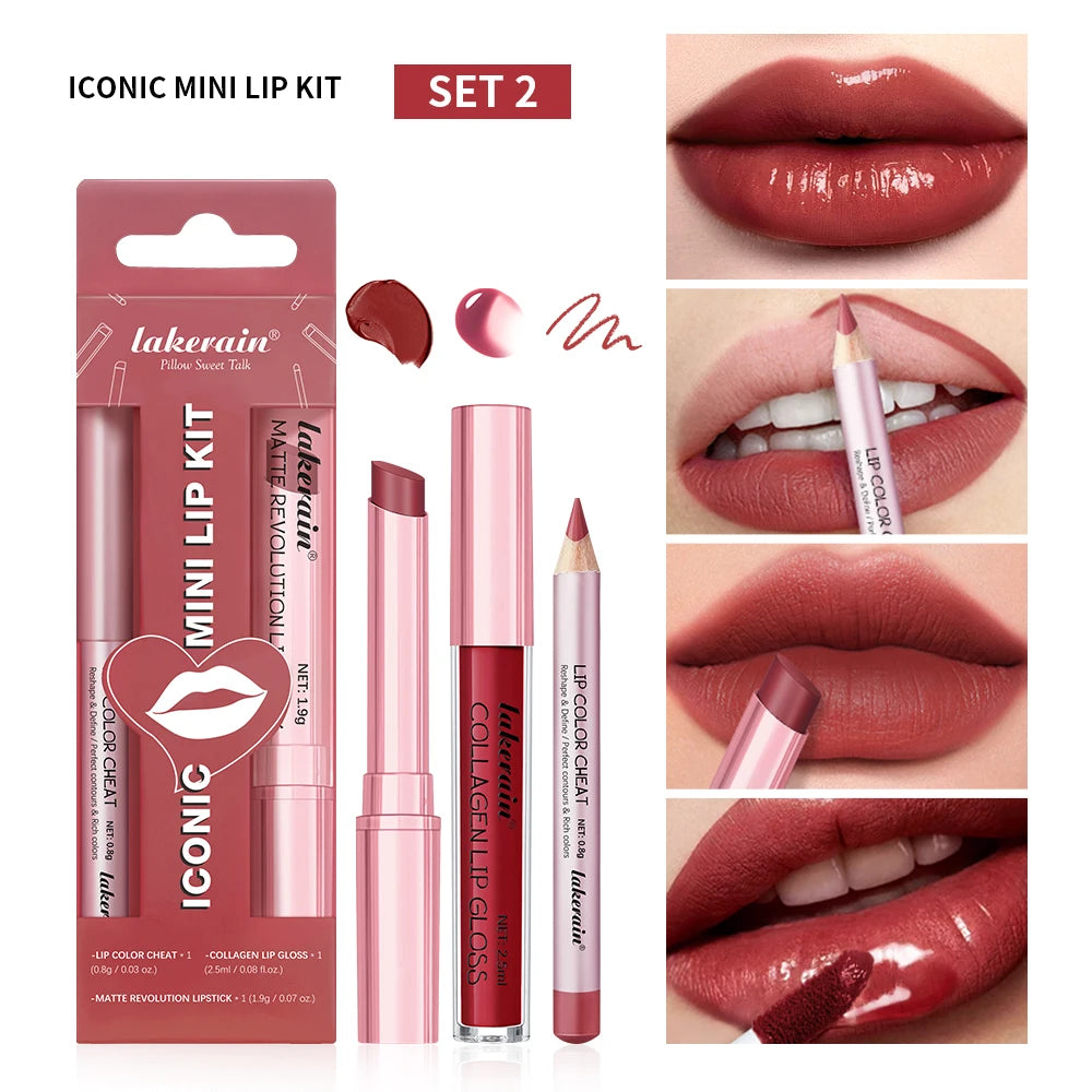 Wasserdichtes, langlebiges, mattschwarzes Lippenstift-Set, samtiger flüssiger Lipgloss, Lipliner-Set, roter Fleck, Halloween-Gothic-Make-up
