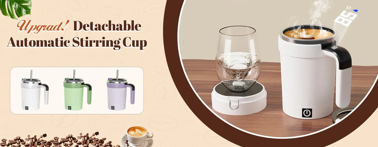 Automatischer Rührbecher, tragbar, magnetisch, rotierender Becher, USB wiederaufladbar, Kaffee, elektrisches Rühren, Edelstahl, fauler Rührbecher