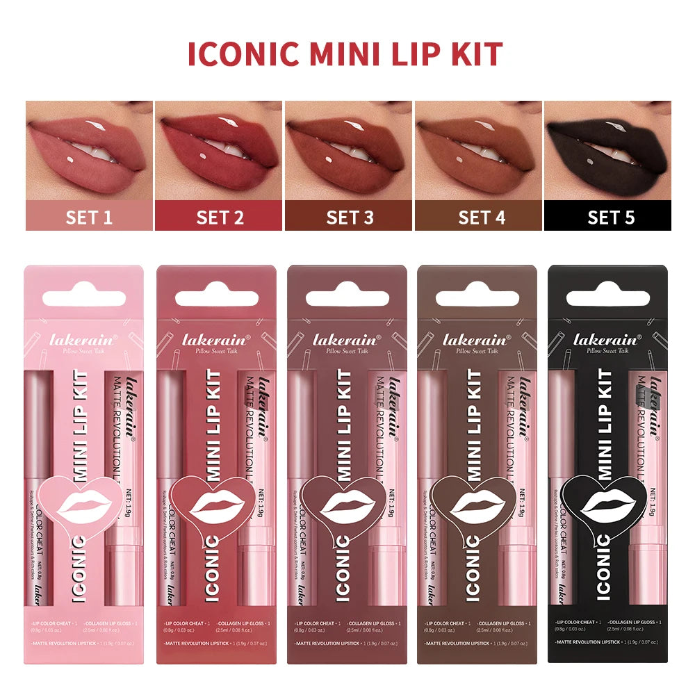 Wasserdichtes, langlebiges, mattschwarzes Lippenstift-Set, samtiger flüssiger Lipgloss, Lipliner-Set, roter Fleck, Halloween-Gothic-Make-up