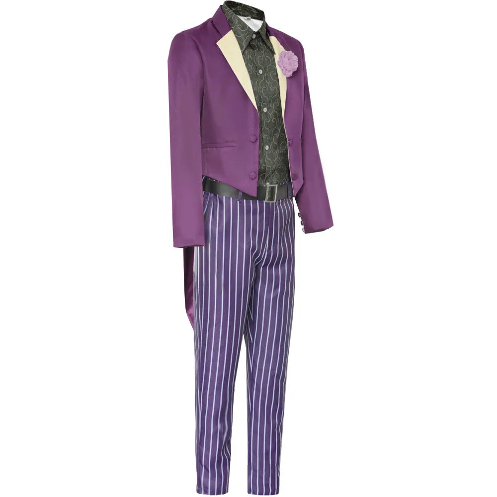 Anime der Joker Mortal Kombat 11 Cosplay Kostüm Purpel Anzug Set Streifen Hose Gürtel Halloween Karneval Kostüme für erwachsene Männer