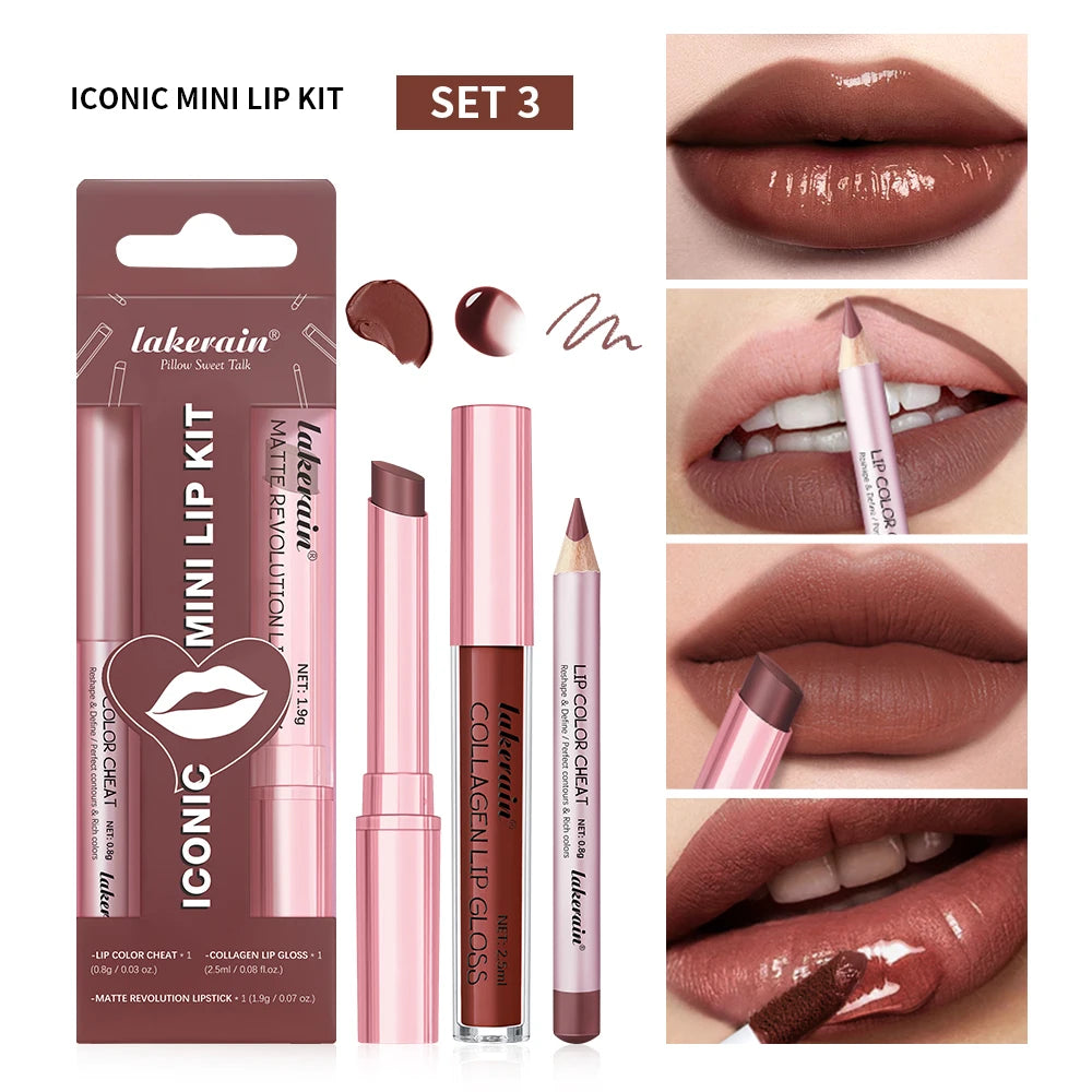 Wasserdichtes, langlebiges, mattschwarzes Lippenstift-Set, samtiger flüssiger Lipgloss, Lipliner-Set, roter Fleck, Halloween-Gothic-Make-up