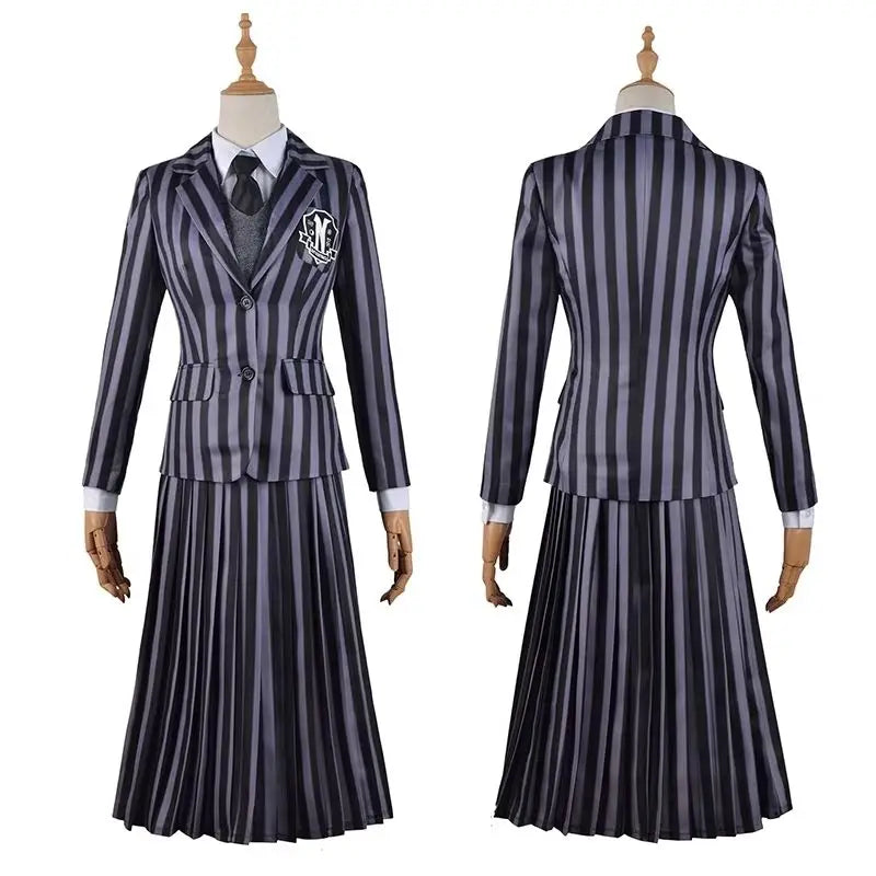 Wednesday Addams Kostüm für Kinder & Erwachsene – Gothic Kleid für Halloween, Cosplay, Karneval & Mottoparty