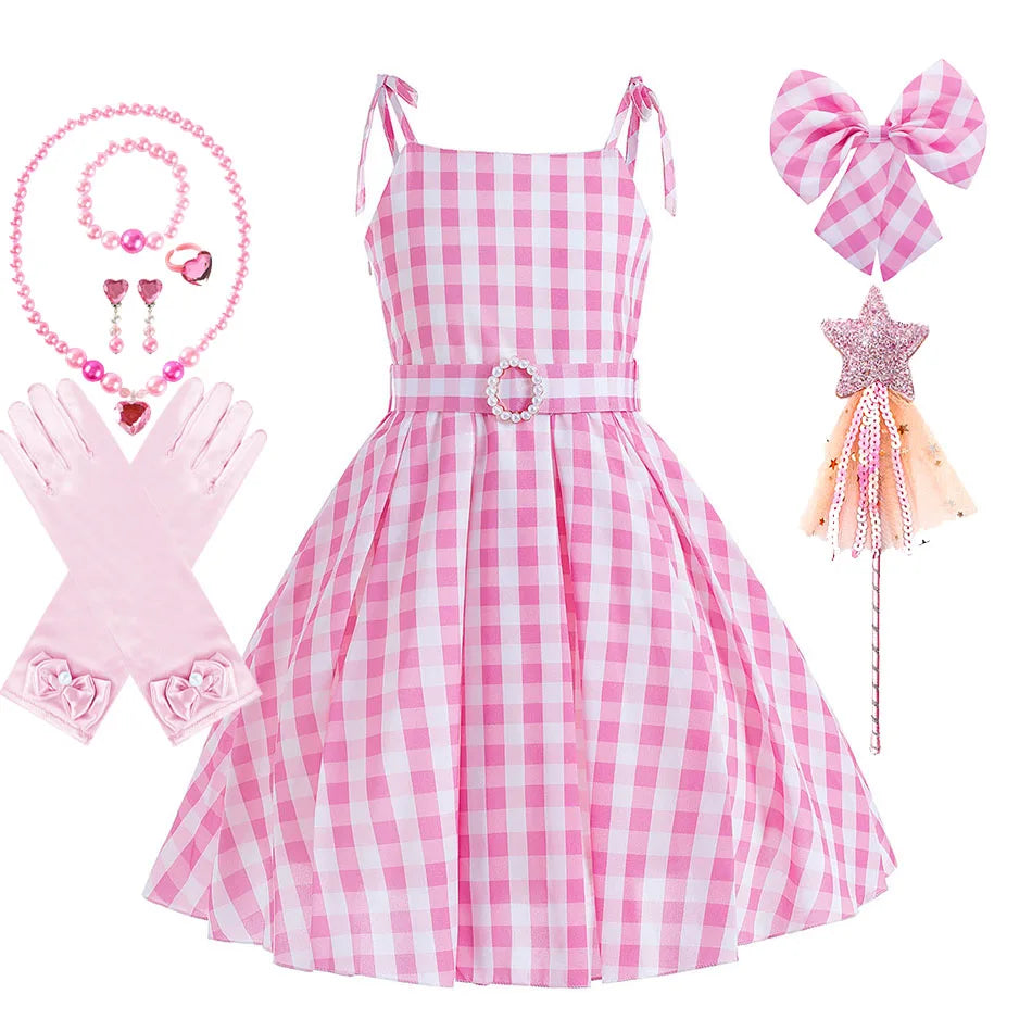 Kinder Halloween Kostüm Mädchen – Gothic Kleid mit Zöpfen & Zubehör | Wednesday Addams Stil | Hexe Cosplay für Party & Karneval