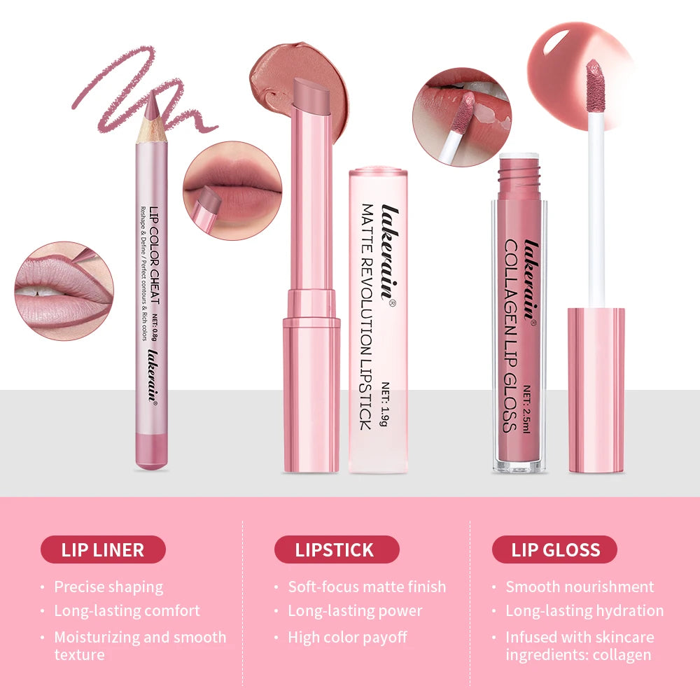 Wasserdichtes, langlebiges, mattschwarzes Lippenstift-Set, samtiger flüssiger Lipgloss, Lipliner-Set, roter Fleck, Halloween-Gothic-Make-up