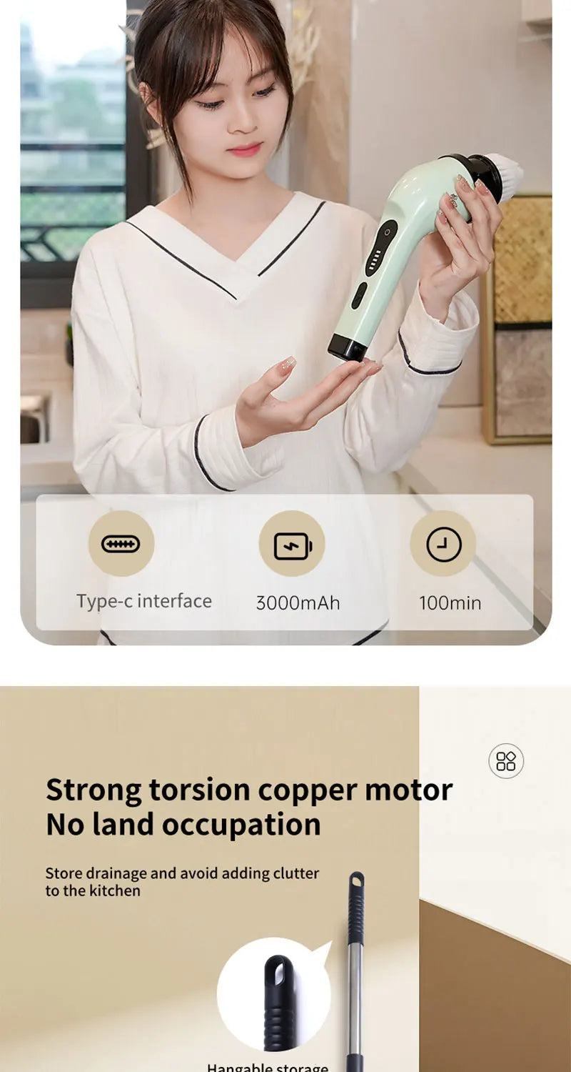 9-in-1 elektrische Reinigungsbürste, elektrischer Schleuderreinigungswäscher, elektrische Reinigungswerkzeuge, Salon, Küche, Badezimmer, Reinigungsgeräte