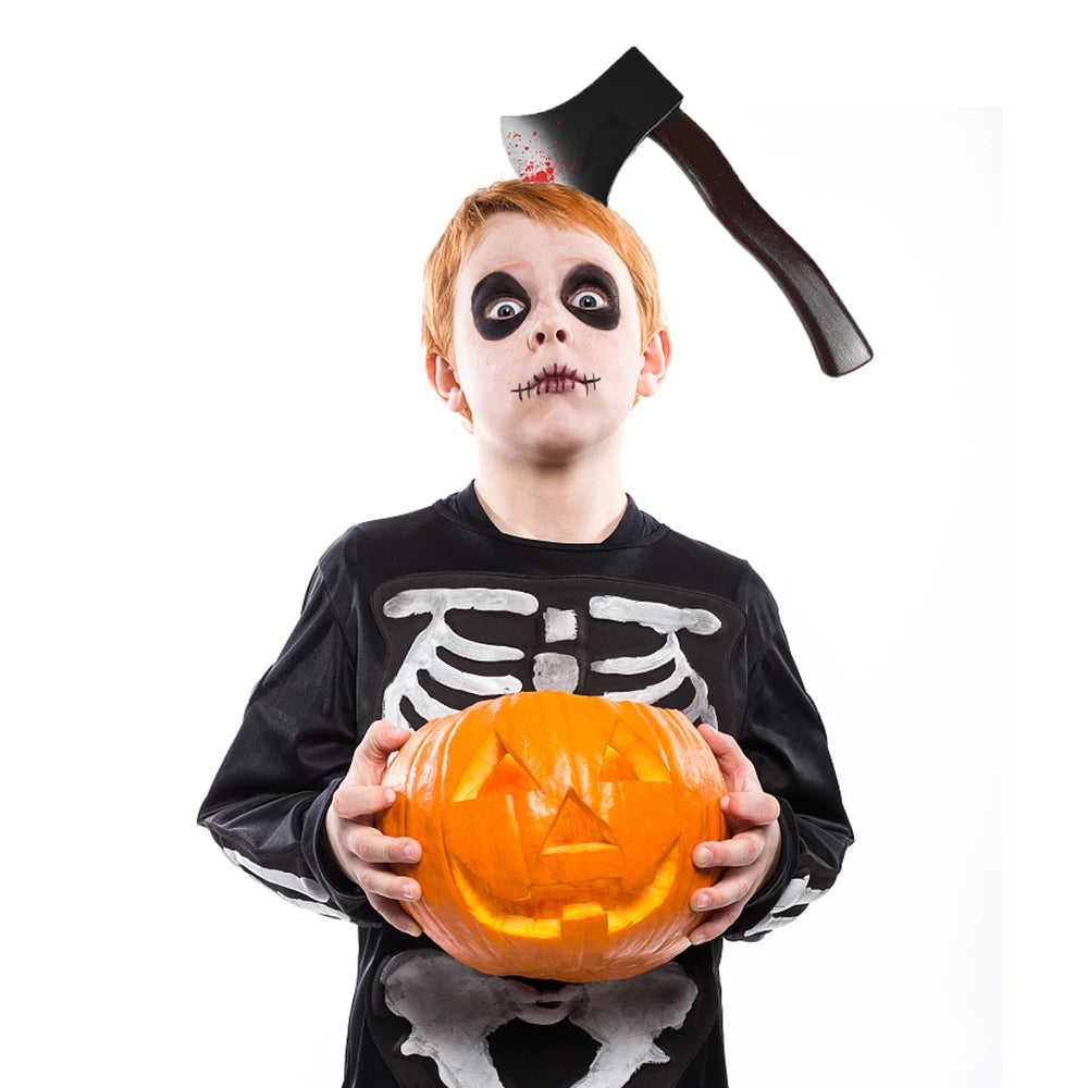 Halloween Horror Haarreifen – Blutflecken Fake Axt & Schere Stirnband – Gruselige Requisite für Kostümparty & Cosplay