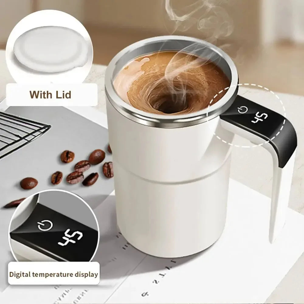 Automatischer Rührbecher, tragbar, magnetisch, rotierender Becher, USB wiederaufladbar, Kaffee, elektrisches Rühren, Edelstahl, fauler Rührbecher