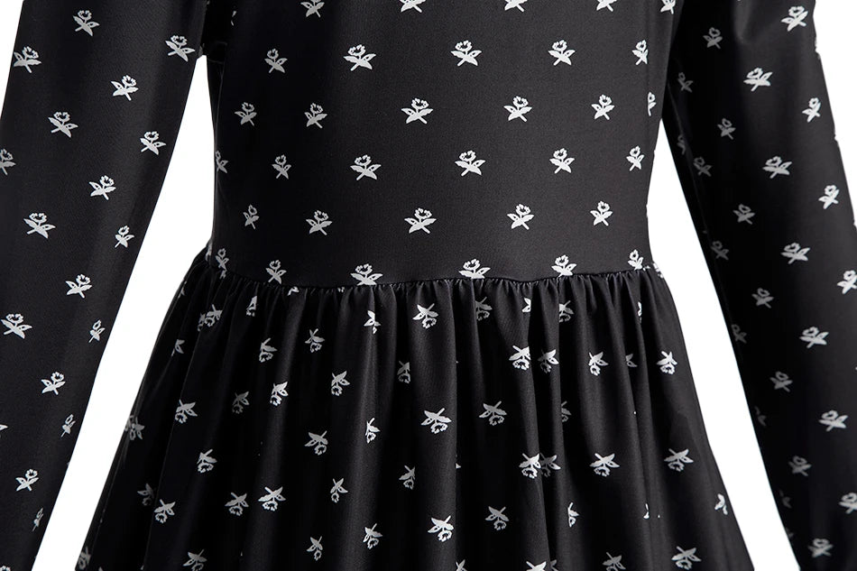 Kinder Halloween Kostüm Mädchen – Gothic Kleid mit Zöpfen & Zubehör | Wednesday Addams Stil | Hexe Cosplay für Party & Karneval