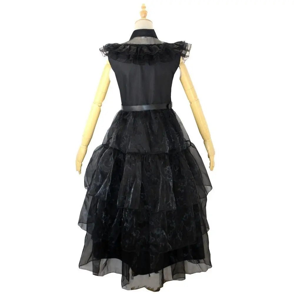 Wednesday Addams Kostüm für Kinder & Erwachsene – Gothic Kleid für Halloween, Cosplay, Karneval & Mottoparty