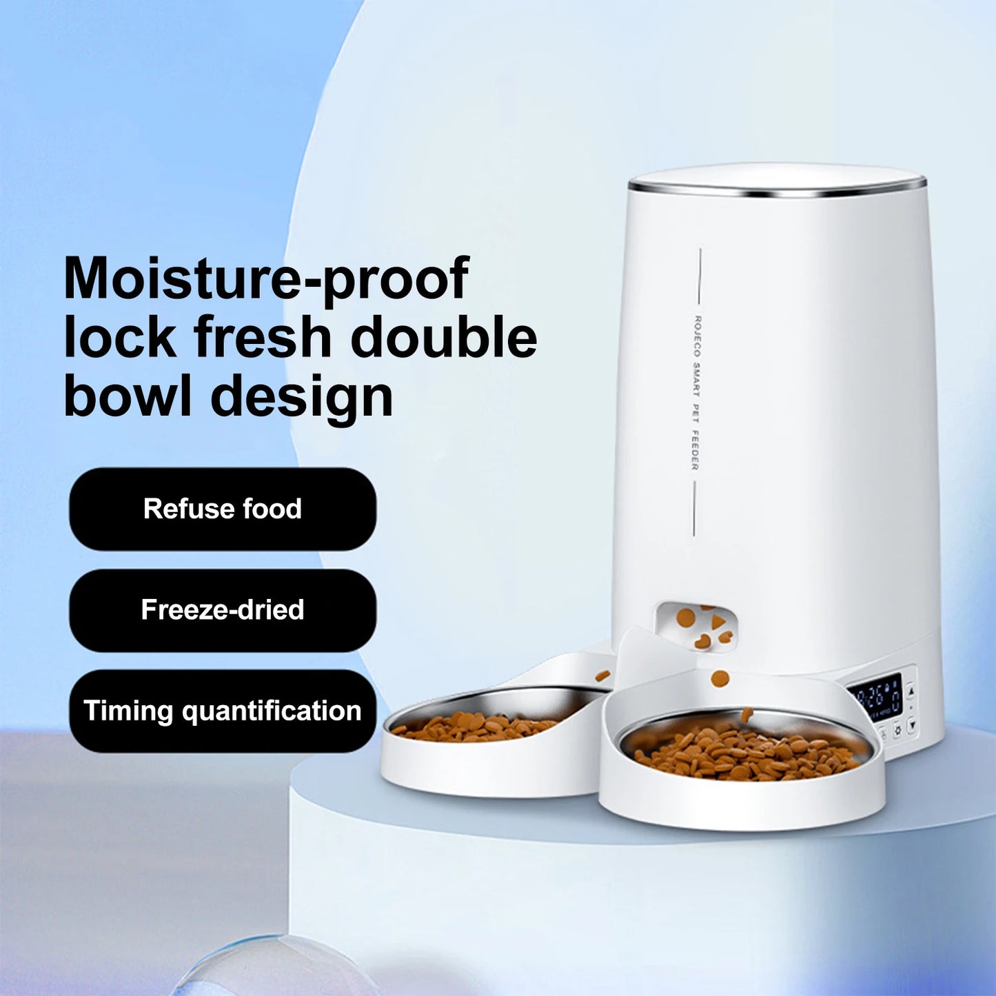 4L Double Bowl Pet Feeder WiFi Smart Timing Large Capacity Dry Food Feeder for Cats Dogs Remote Control Automatic Food Dispenser