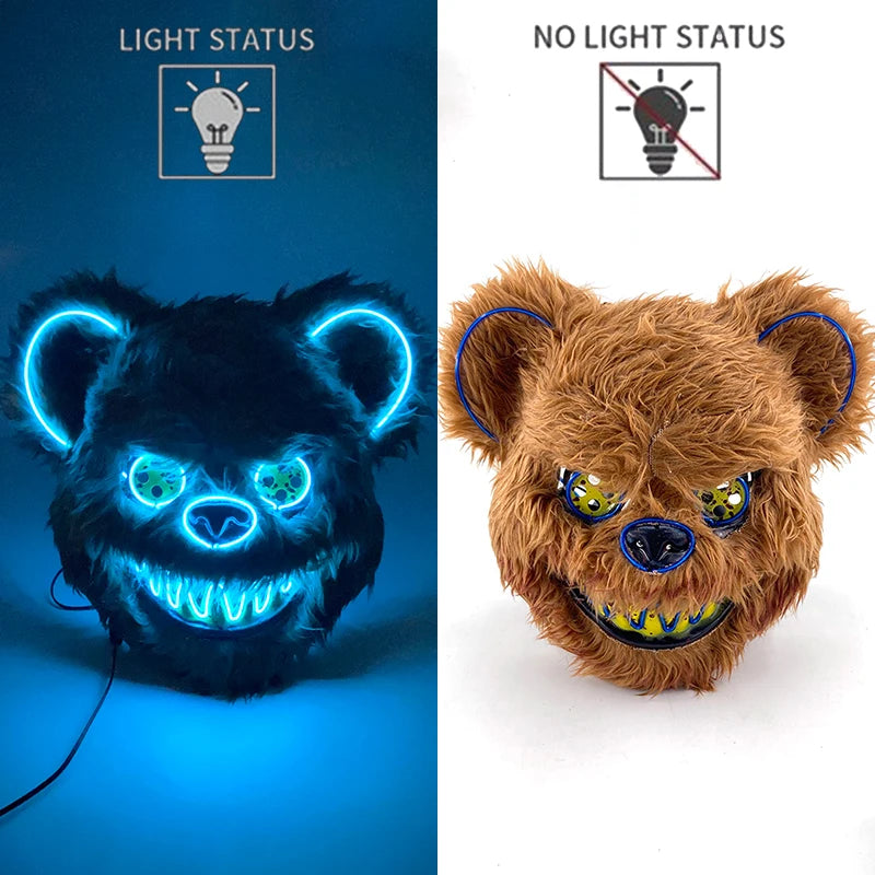 🐰 LED Leuchtende Gruselige Hasenmaske für Halloween & Karneval – Unisex Cosplay Maske für Erwachsene 🎭