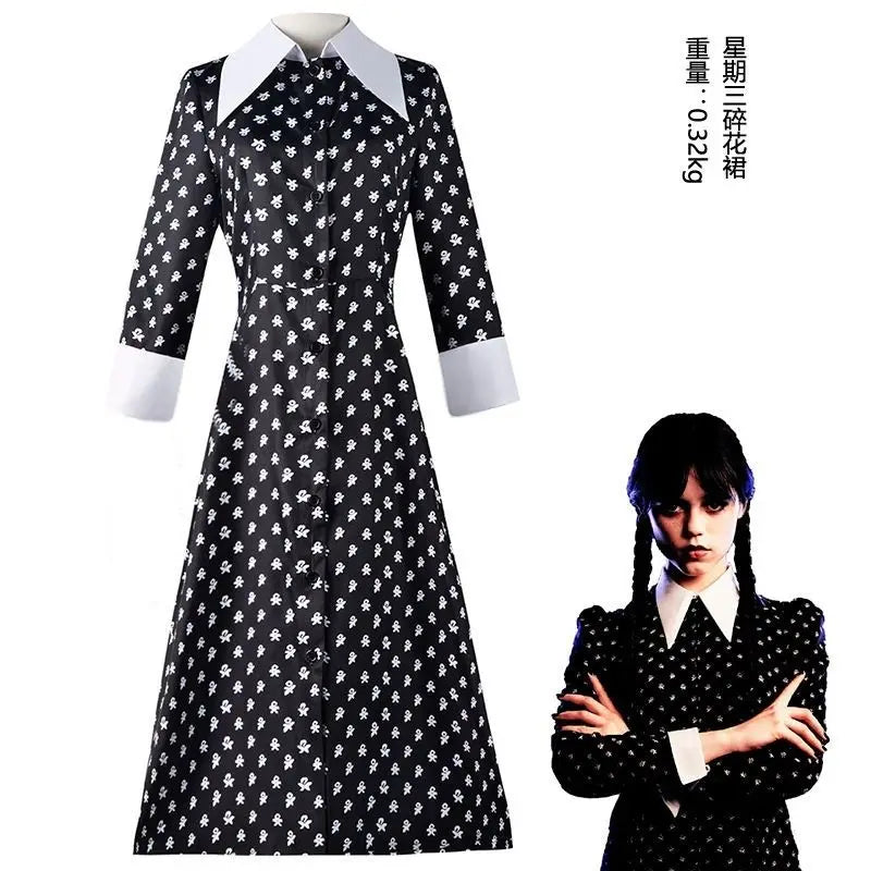 Wednesday Addams Kostüm für Kinder & Erwachsene – Gothic Kleid für Halloween, Cosplay, Karneval & Mottoparty