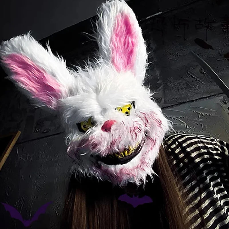 🐰 LED Leuchtende Gruselige Hasenmaske für Halloween & Karneval – Unisex Cosplay Maske für Erwachsene 🎭