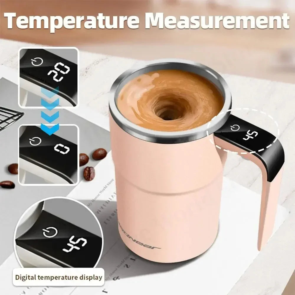 Automatischer Rührbecher, tragbar, magnetisch, rotierender Becher, USB wiederaufladbar, Kaffee, elektrisches Rühren, Edelstahl, fauler Rührbecher