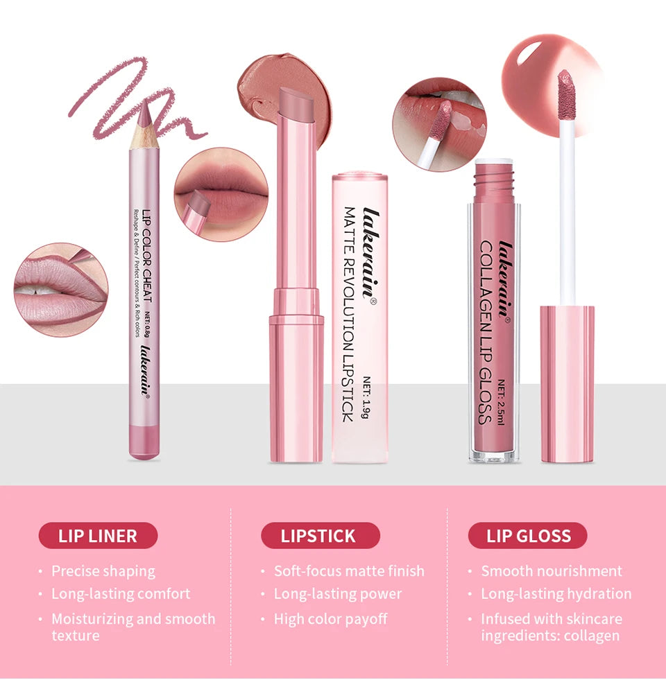 Wasserdichtes, langlebiges, mattschwarzes Lippenstift-Set, samtiger flüssiger Lipgloss, Lipliner-Set, roter Fleck, Halloween-Gothic-Make-up