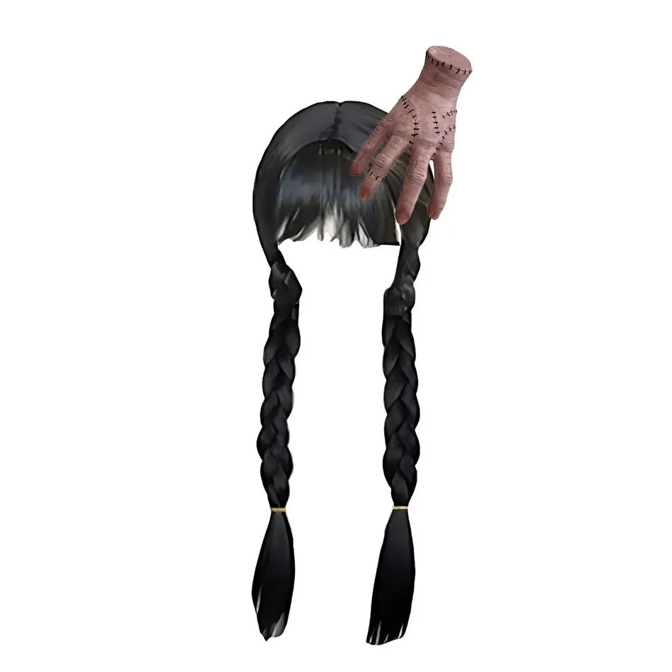 👗 Kinderkostüm Wednesday Addams – Schwarzes Tüllkleid für Mädchen – Halloween, Karneval, Familienfeier, Weihnachten