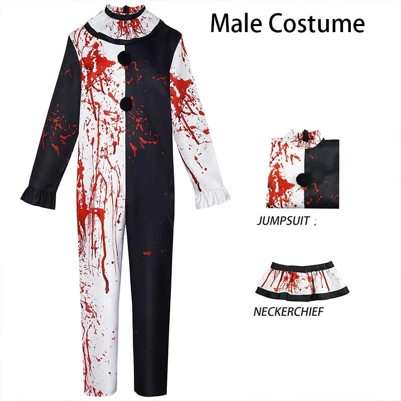 Terrifier 2 Horror Clown Kostüm für Herren – Blutiger Overall mit Maske für Halloween, Karneval & Gruselpartys