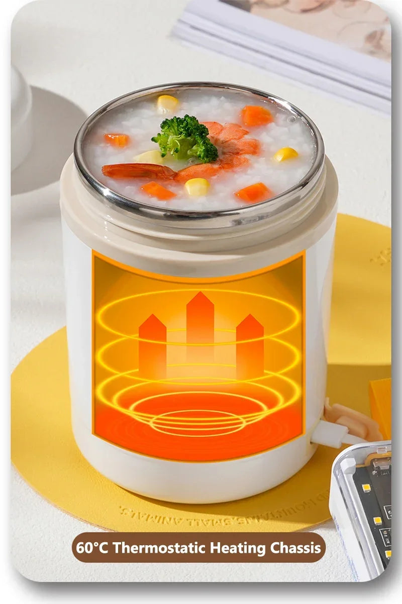 600ML USB Elektrische Heizung Lunch Box Tragbare Picknick Milch Trinken Lebensmittel Heizung Edelstahl Lebensmittel Wärmer Container 5V 12V 24V