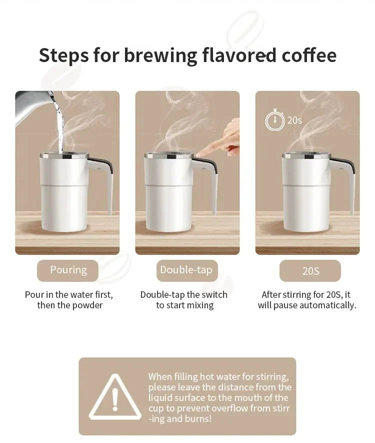 Automatischer Rührbecher, tragbar, magnetisch, rotierender Becher, USB wiederaufladbar, Kaffee, elektrisches Rühren, Edelstahl, fauler Rührbecher