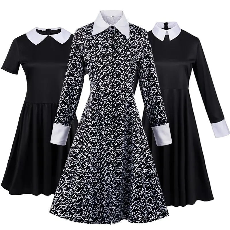 Wednesday Addams Kostüm für Kinder & Erwachsene – Gothic Kleid für Halloween, Cosplay, Karneval & Mottoparty