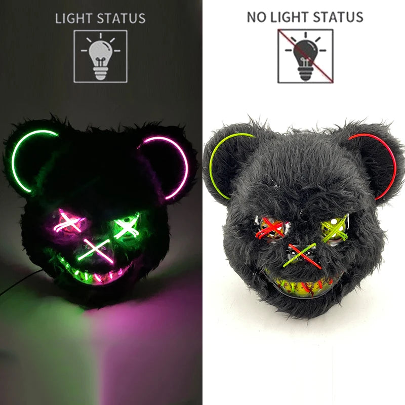 🐰 LED Leuchtende Gruselige Hasenmaske für Halloween & Karneval – Unisex Cosplay Maske für Erwachsene 🎭