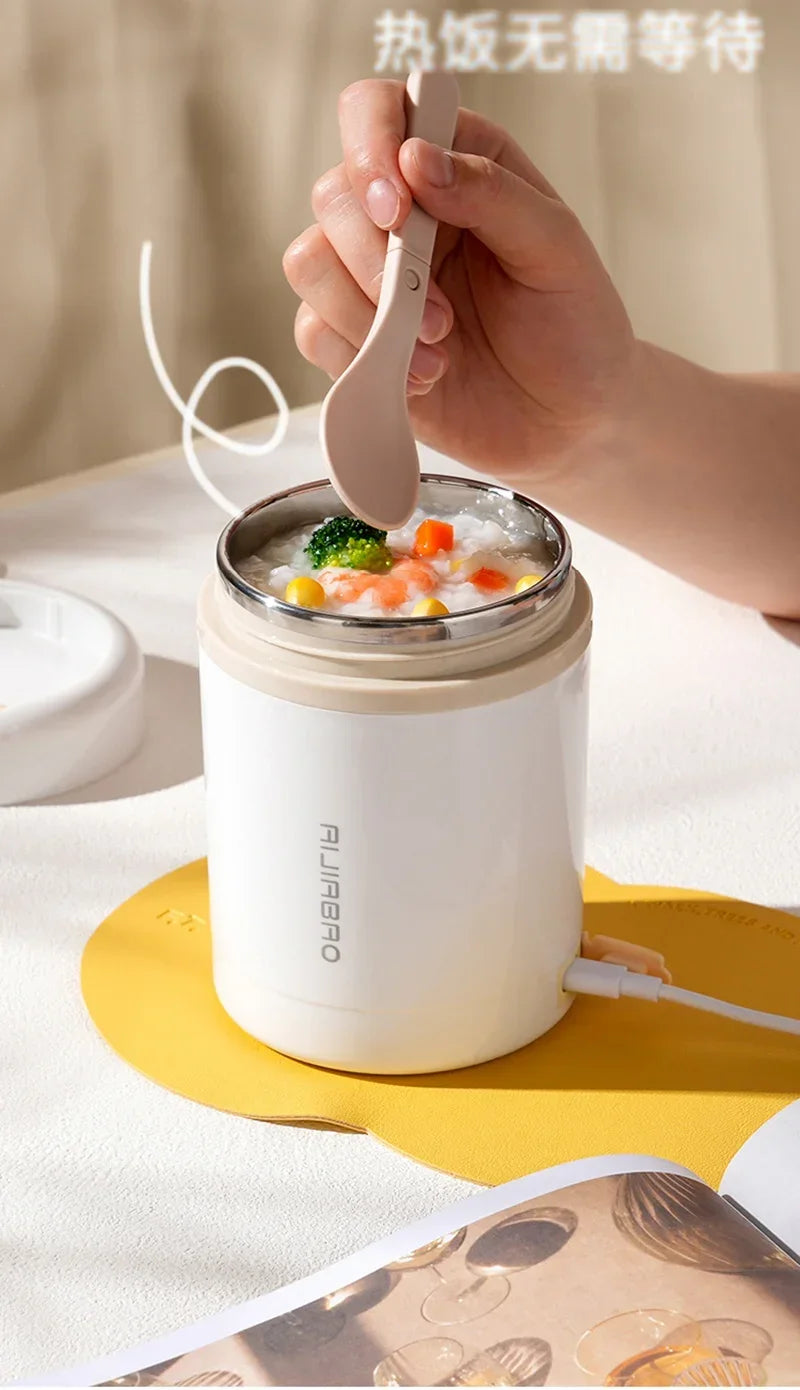600ML USB Elektrische Heizung Lunch Box Tragbare Picknick Milch Trinken Lebensmittel Heizung Edelstahl Lebensmittel Wärmer Container 5V 12V 24V