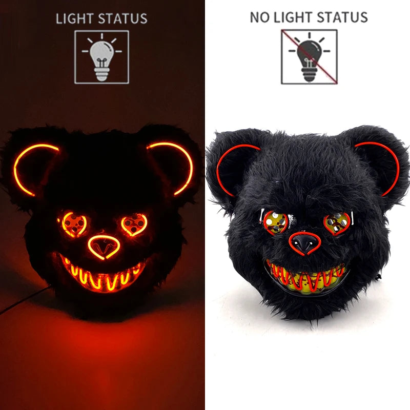 🐰 LED Leuchtende Gruselige Hasenmaske für Halloween & Karneval – Unisex Cosplay Maske für Erwachsene 🎭