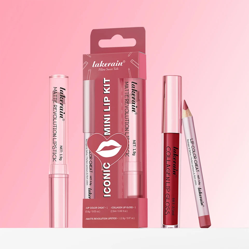 Wasserdichtes, langlebiges, mattschwarzes Lippenstift-Set, samtiger flüssiger Lipgloss, Lipliner-Set, roter Fleck, Halloween-Gothic-Make-up