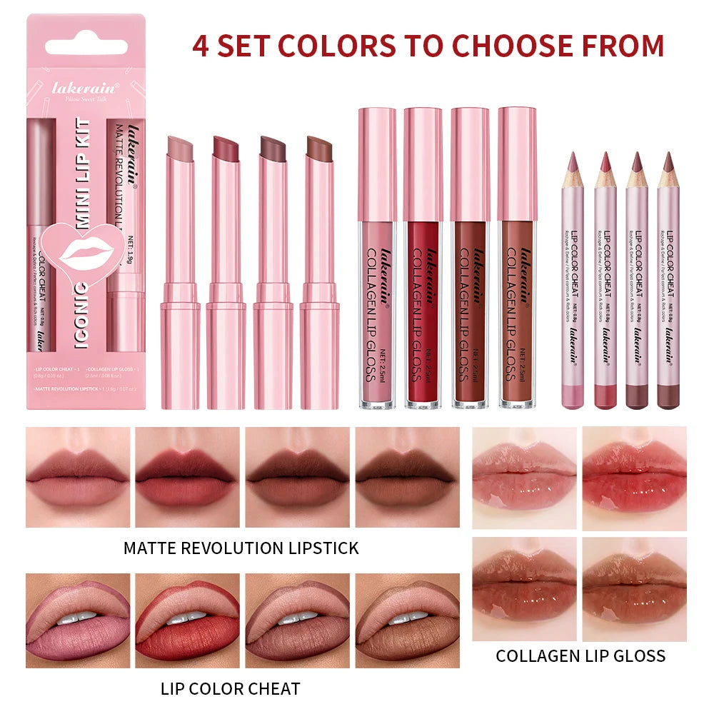 Wasserdichtes, langlebiges, mattschwarzes Lippenstift-Set, samtiger flüssiger Lipgloss, Lipliner-Set, roter Fleck, Halloween-Gothic-Make-up