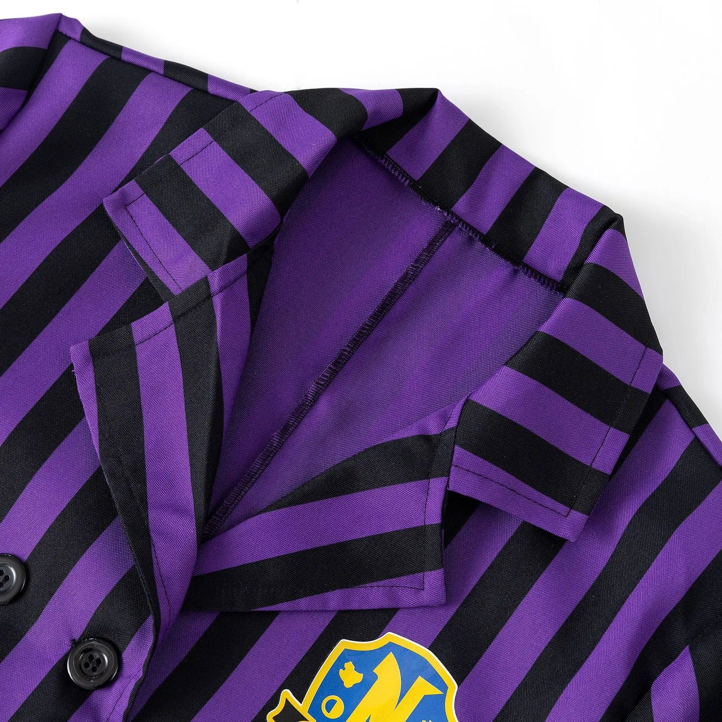 Wednesday Addams Kinderkostüm – Schwarzes gestreiftes Schuluniform Kleid mit Zubehör – Cosplay Outfit für Halloween & Motto-Partys