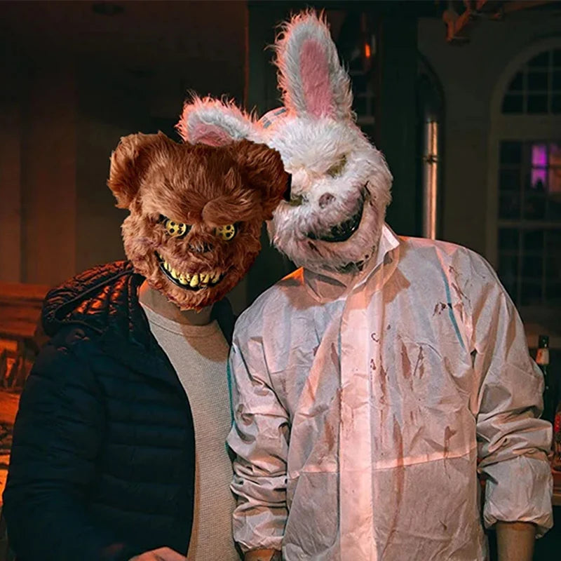 🐰 LED Leuchtende Gruselige Hasenmaske für Halloween & Karneval – Unisex Cosplay Maske für Erwachsene 🎭