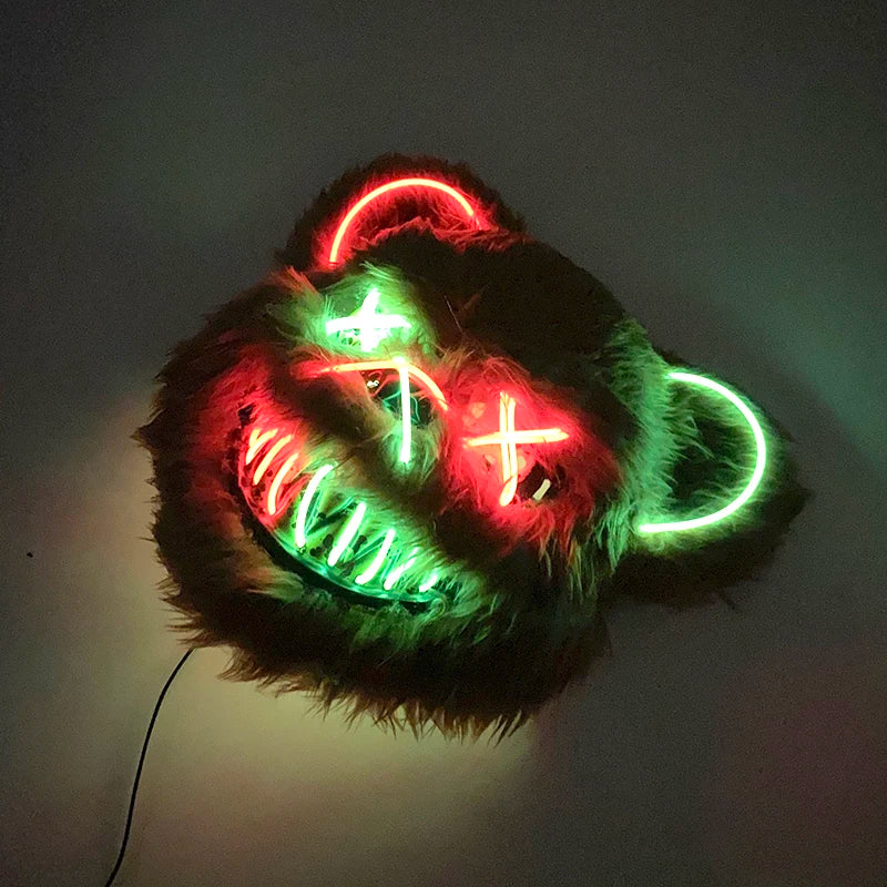 🐰 LED Leuchtende Gruselige Hasenmaske für Halloween & Karneval – Unisex Cosplay Maske für Erwachsene 🎭