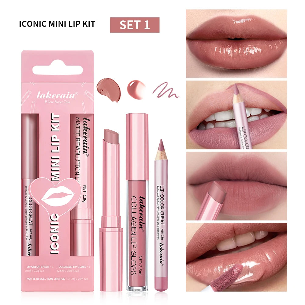 Wasserdichtes, langlebiges, mattschwarzes Lippenstift-Set, samtiger flüssiger Lipgloss, Lipliner-Set, roter Fleck, Halloween-Gothic-Make-up