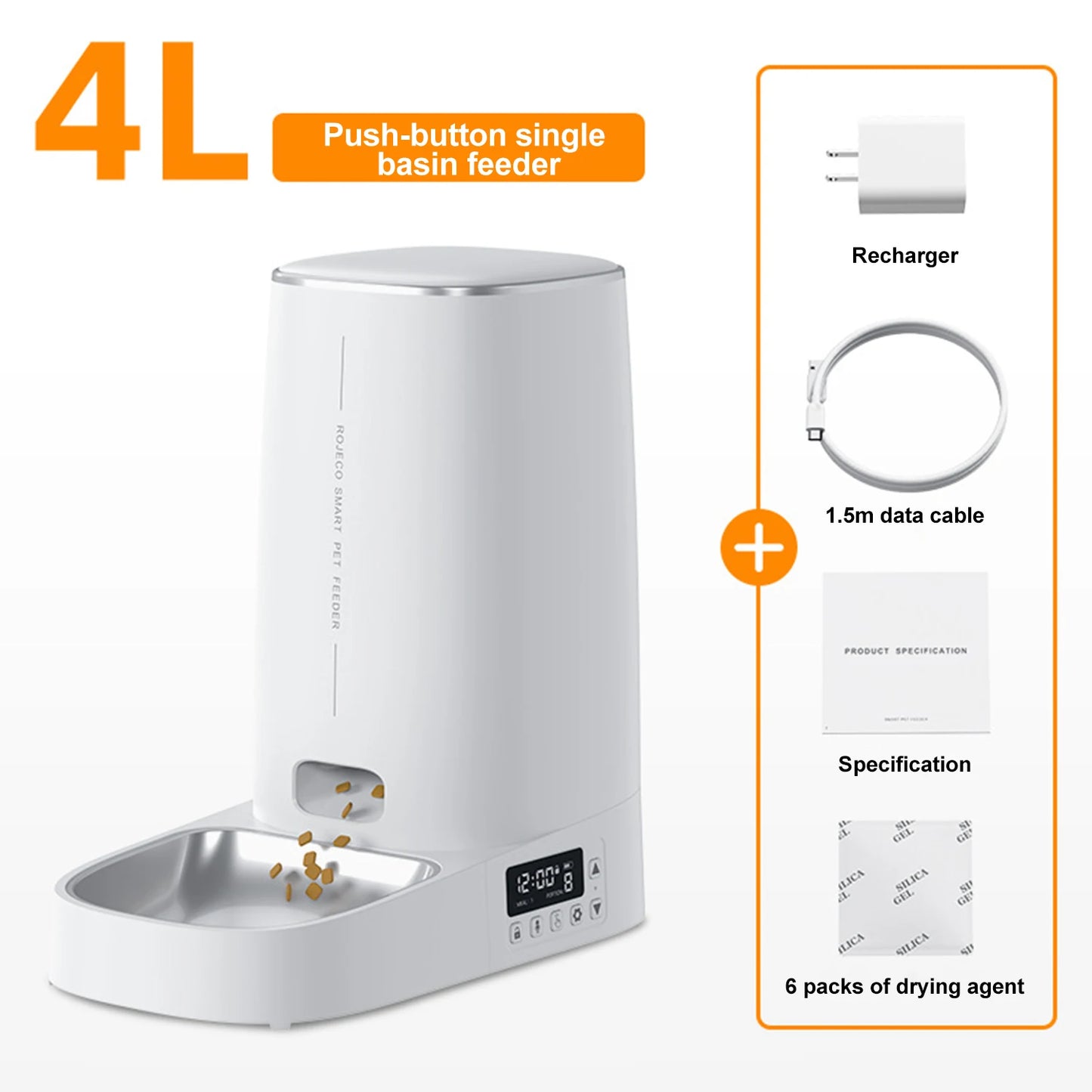 4L Double Bowl Pet Feeder WiFi Smart Timing Large Capacity Dry Food Feeder for Cats Dogs Remote Control Automatic Food Dispenser