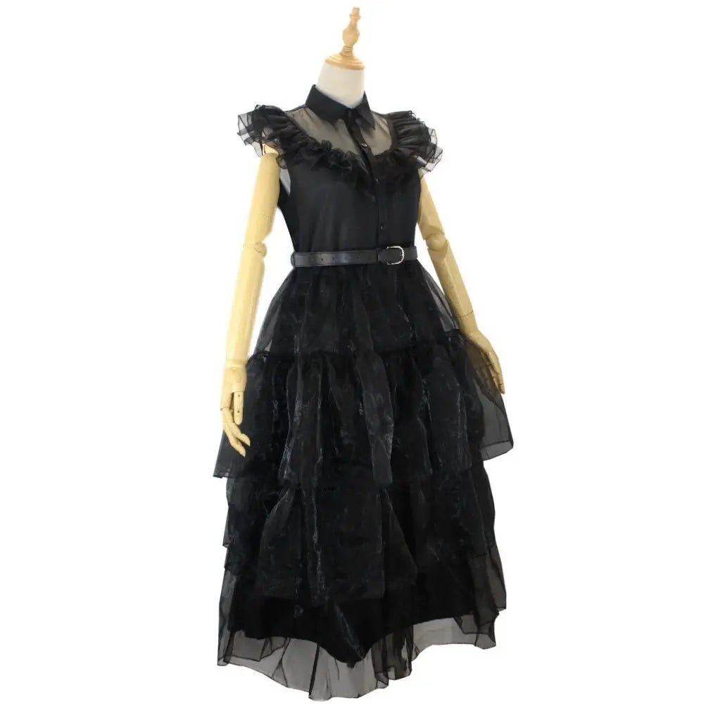 Wednesday Addams Kostüm für Kinder & Erwachsene – Gothic Kleid für Halloween, Cosplay, Karneval & Mottoparty