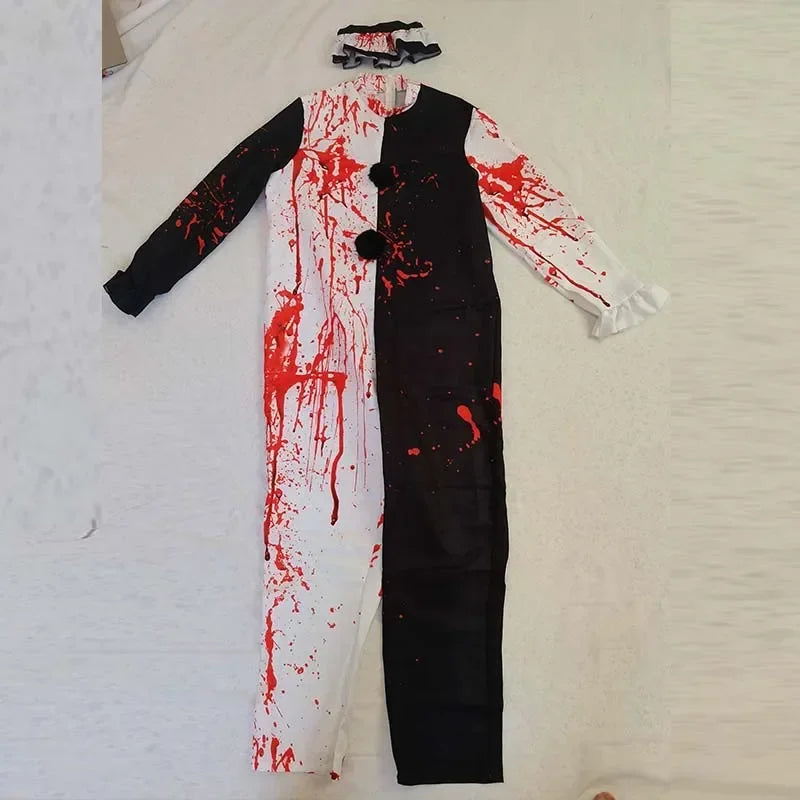 Terrifier 2 Horror Clown Kostüm für Herren – Blutiger Overall mit Maske für Halloween, Karneval & Gruselpartys