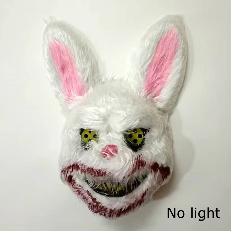 🐰 LED Leuchtende Gruselige Hasenmaske für Halloween & Karneval – Unisex Cosplay Maske für Erwachsene 🎭