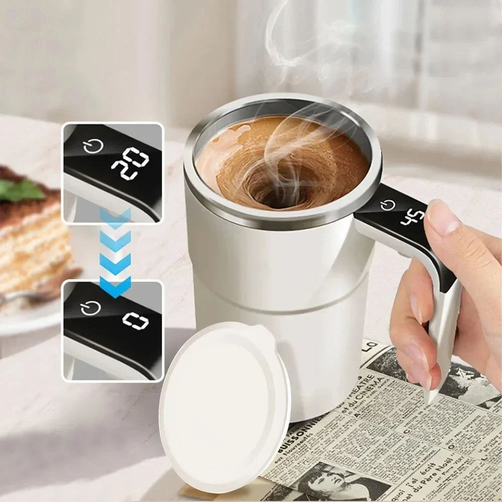 Automatischer Rührbecher, tragbar, magnetisch, rotierender Becher, USB wiederaufladbar, Kaffee, elektrisches Rühren, Edelstahl, fauler Rührbecher