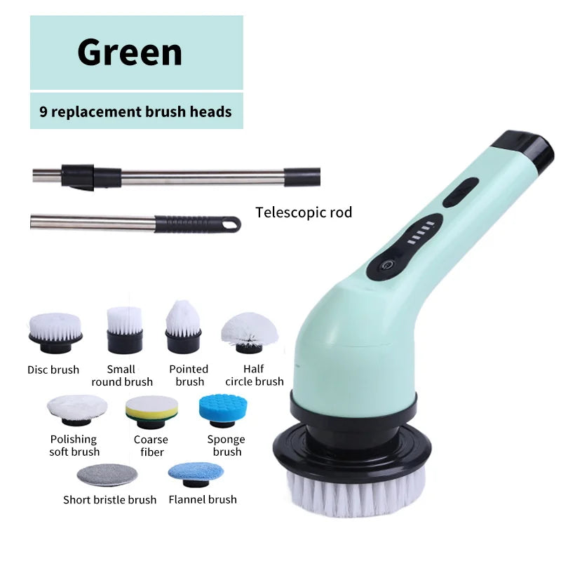 9-in-1 elektrische Reinigungsbürste, elektrischer Schleuderreinigungswäscher, elektrische Reinigungswerkzeuge, Salon, Küche, Badezimmer, Reinigungsgeräte